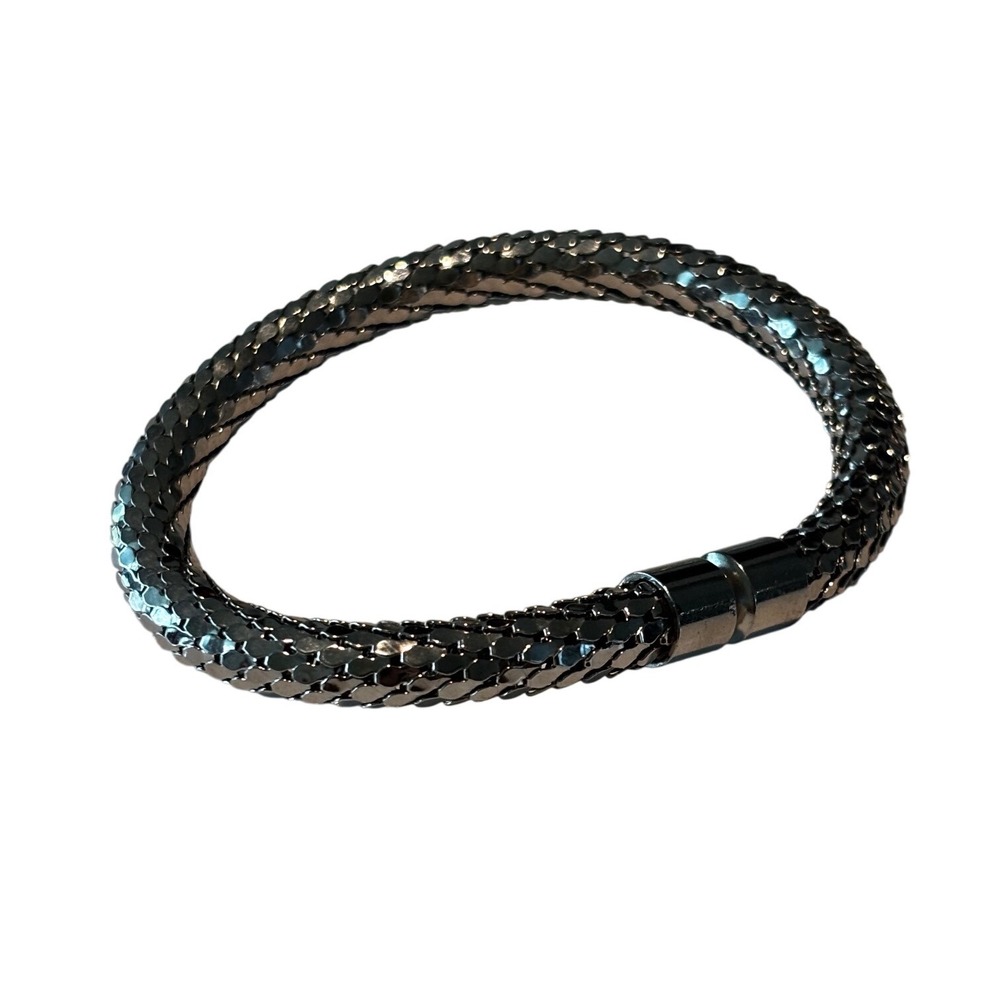 Vintage Cobra Mesh Bracelet‎ Gunmetal Y2K Cyber Grunge Magnetic Clasp
